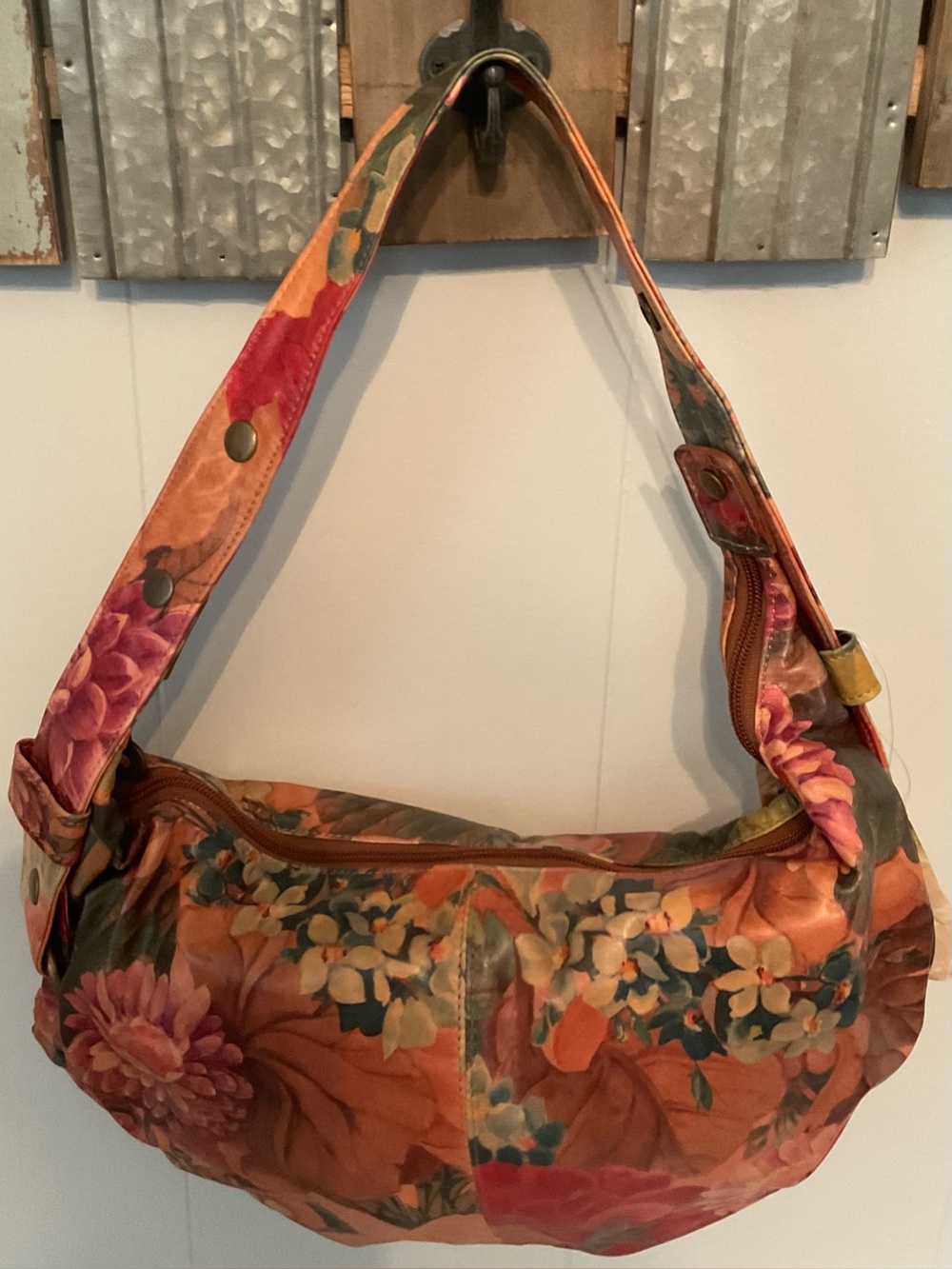 Mira Flores Floral Leather Hobo Shoulder Bag Argentina Boho Y2K